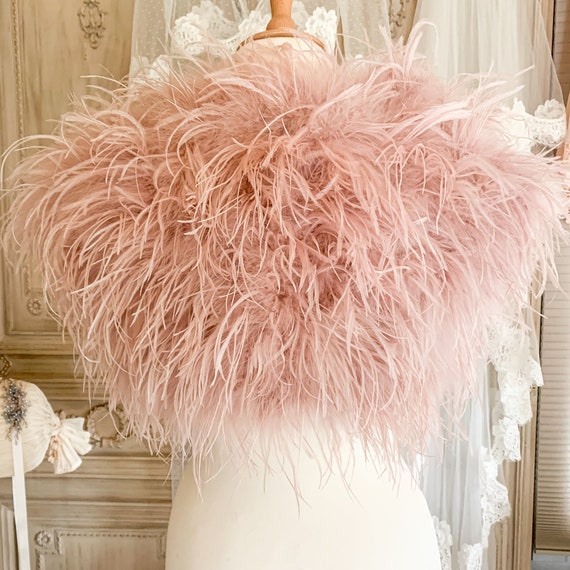 Extra long blush pink ostrich feather earrings – Dance Dressing