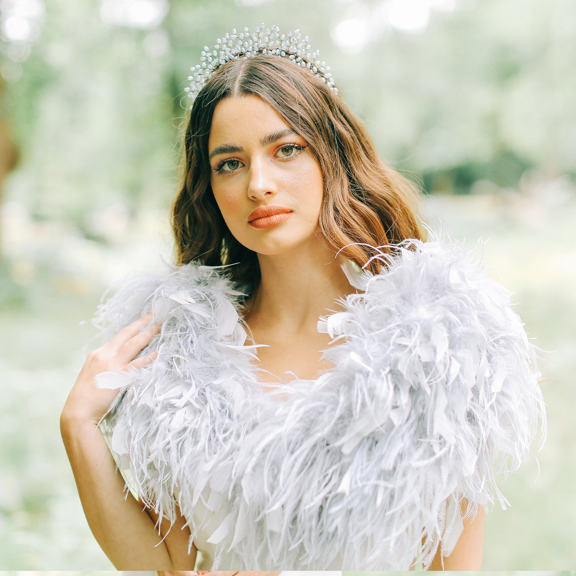 Grey feather bolero sale