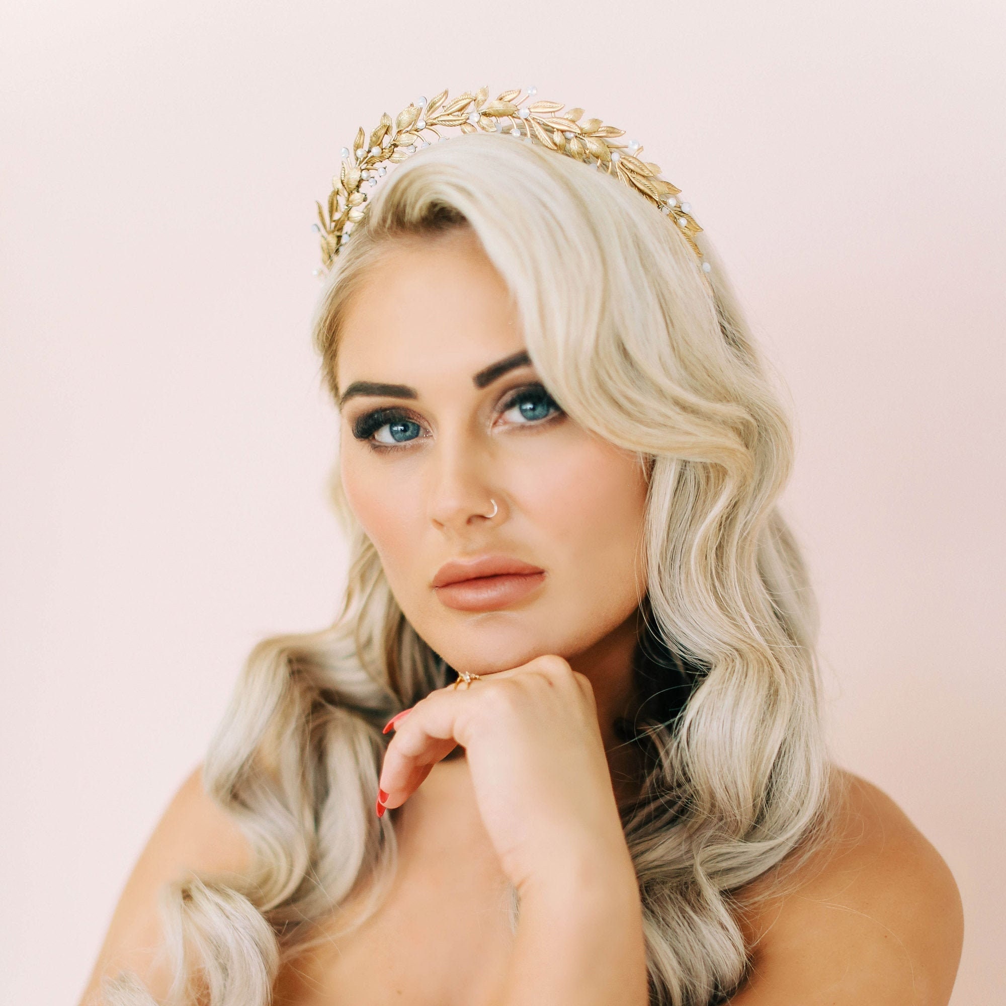 Gold Halo Headdress Delphine Gold Crown Gold Tiara Headdress Etsy UK