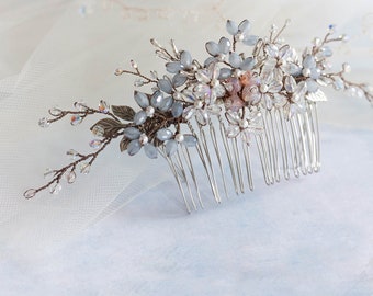 Something blue bridal comb, bridal comb, wedding comb, crystal comb, rosemary comb, wedding accessory, crystal headdress, bridal accessories