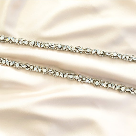 Hand Stitched Swarovski Crystal Bridal Belt: Opal Wedding  display picture 1