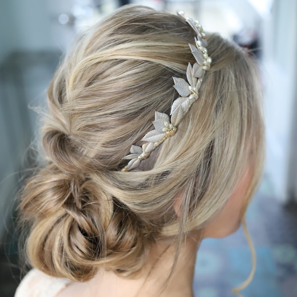 champagne wedding headpiece