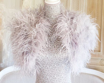 Silver Ostrich Feather Bolero: Special Occasion Shrug, Mother of the Bride