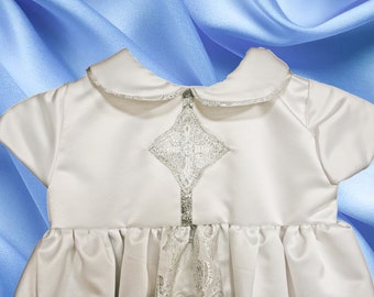 White & Silver Baptism Gown with Jacket