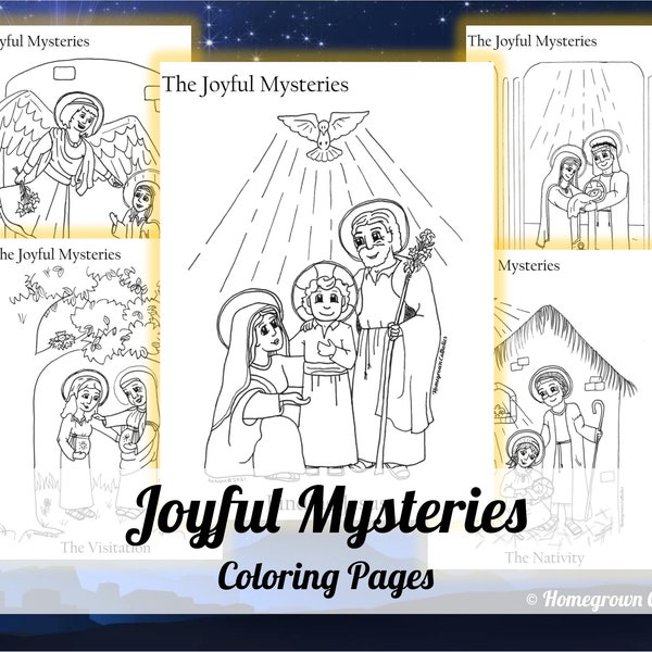 Joyful Mysteries Coloring Pages PDF