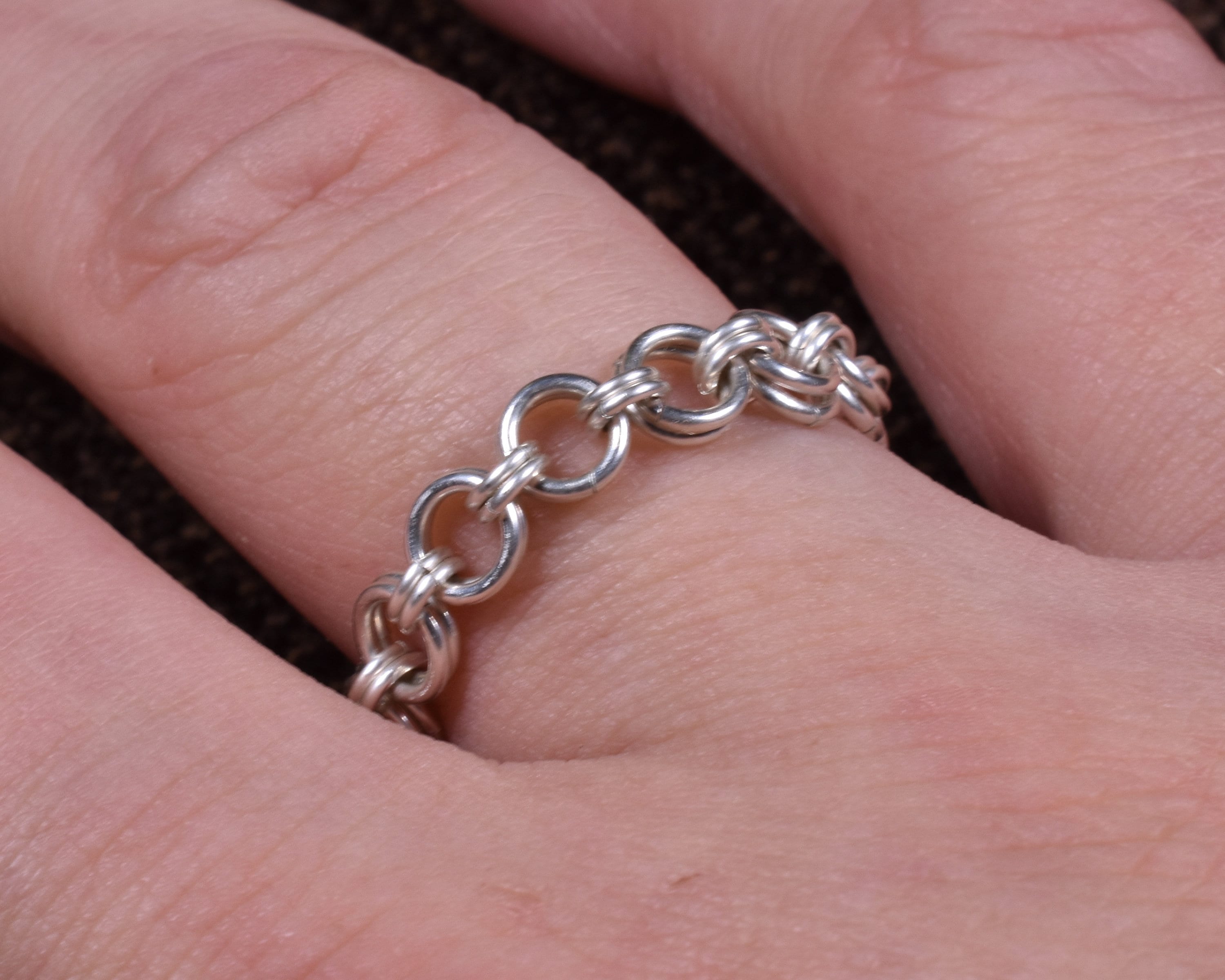 Single Hana Gusari Argentium Chainmail Ring