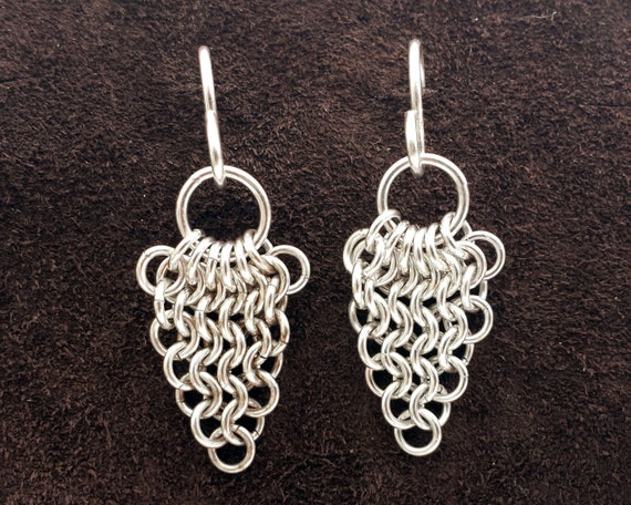 European Leaf Chainmail Earrings