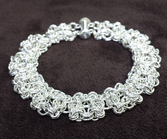 Unique Celtic Labyrinth Chainmail Bracelet with Slide Lock Clasp - Custom Sized for You
