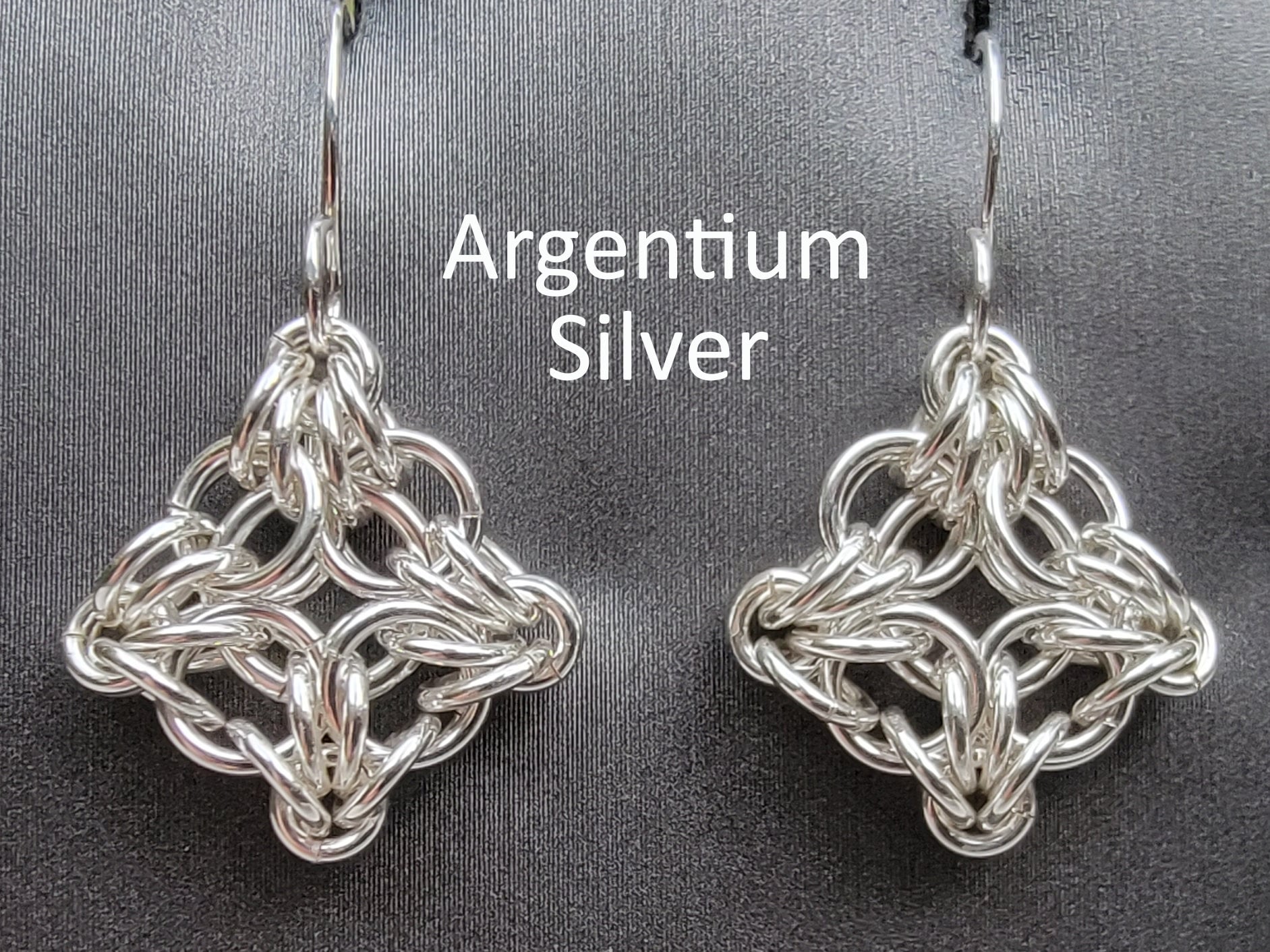Silver chainmail earrings clearance