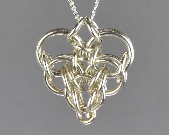 One-of-a-Kind Chainmail Heart Pendant - Artisan Handmade