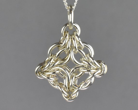 Unique Byzantine Labyrinth Chainmail Pendant - Statement Jewelry Piece