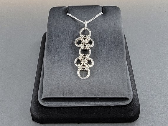 Handmade Japanese-Inspired Chainmail Pendant: Unique Pattern by Artisan