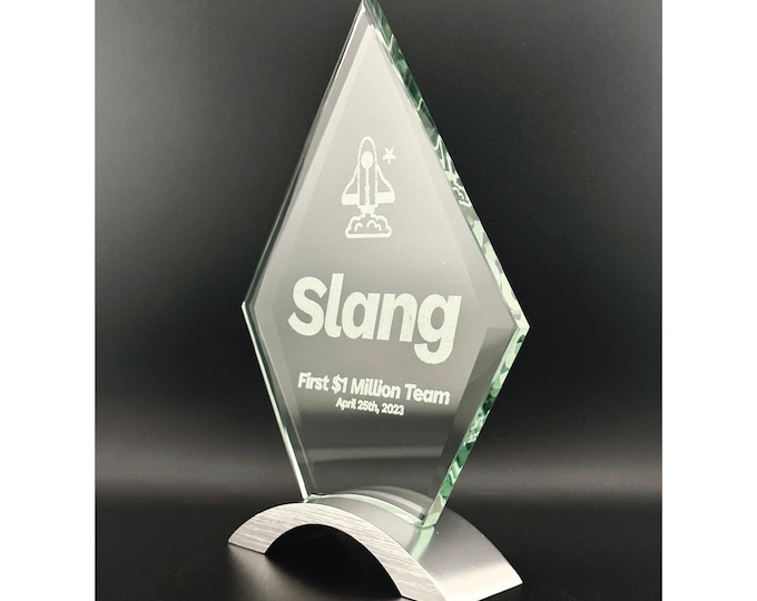 Engraved Crystal Award Pointed -Etched End of the Year Award-Engraved Annual Awards-Recognition Glass Silver Award-Customizable