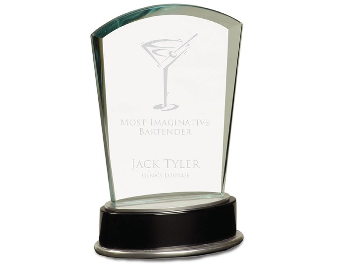 Clear Glass Award, Custom Engraved Years of Service Award, Piano Base Crystal Award, Company Logo Appreciation Award