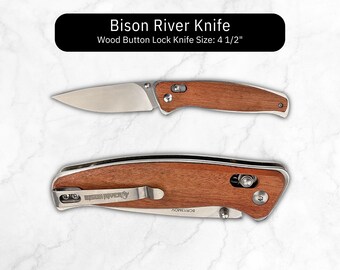 Engraved Knife, Wood Button Lock Knife, Handmade Beautiful Knife, Unique Groomsmen Knives, Pocket Knife, Gift for Chef