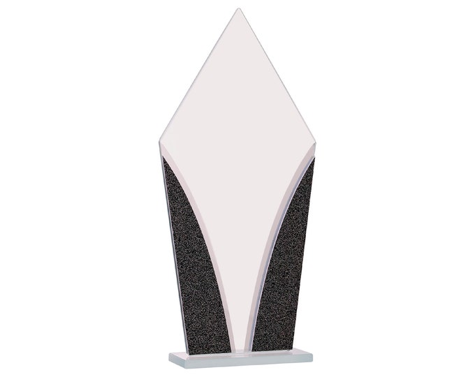 Engraved Diamond Glass Award Recognition Trophy Sales/End of the Year Retirement Award Etched Business Logo Awards Black Glass Trophies
