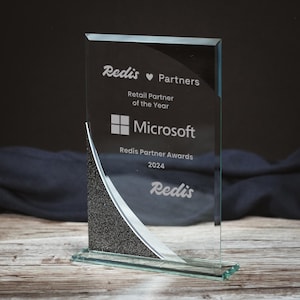 Custom Engraved Rectangle Designer Glass Award, Modern Recognition Gift
