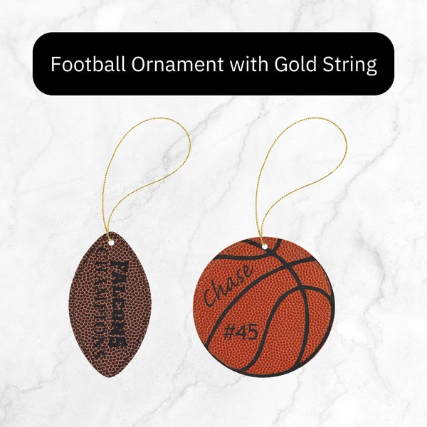 Football Ornament, Leather Ornament with Gold String, Holiday Ornament, Trendy Football Accessories, Football Decor
