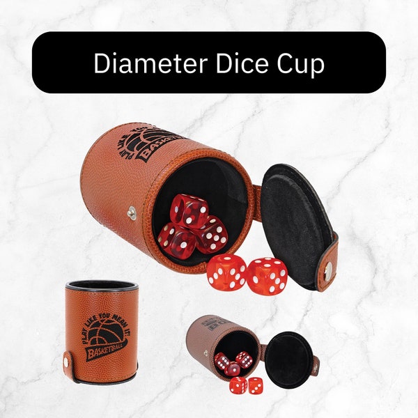 Leather Dice Cup, Dice Case, Custom Dice Holder, Engraved Cup for Dice Storage, Engraved Cup, Unique Game Night Gifts