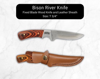 Fixed Blade Knife, Folding Wood Knife, Engraved Pocket Knife, Camp Knife With Leather Sheath, Hunter Knife
