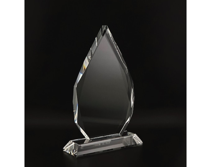 Etched Crystal Award Pointed Etched Award Teardrop Engraved Award Custom Etched Retirement Trophy Company Logo Staff Awards Recognition