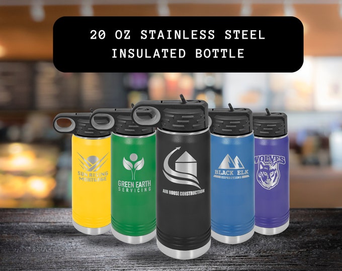 Custom Water Bottle, Stainless Steel Insulated Bottle, 20 Oz Engraved Bottle, Sports Bottle, Unique Water Bottle, Engraved Gift