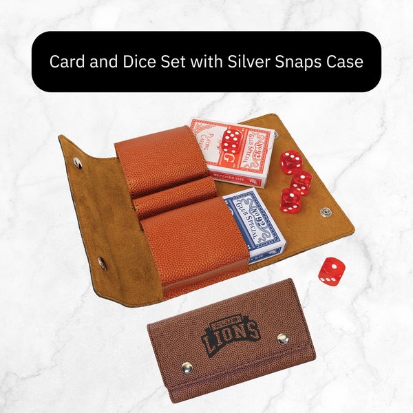 Dice Cards Set, Playing Cards, Dice Bag with Silver Snaps, Playing Card Holder, Dice Storage, Unique Game Night Gifts