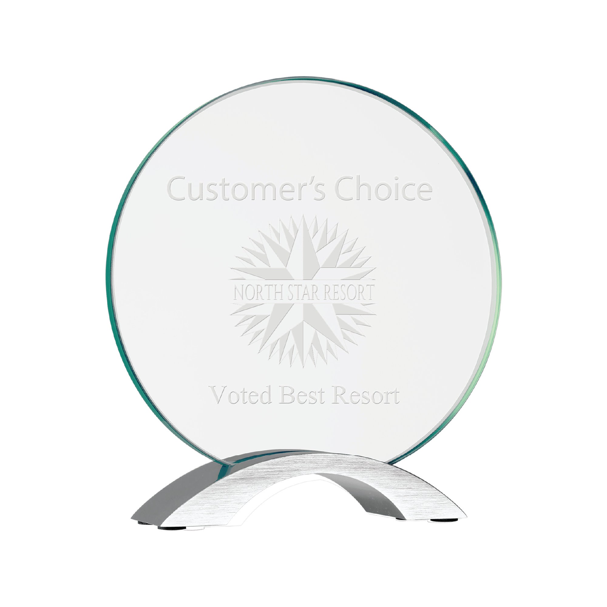 Etched Round Glass Award on Silver Base Gift Personalized Etsy