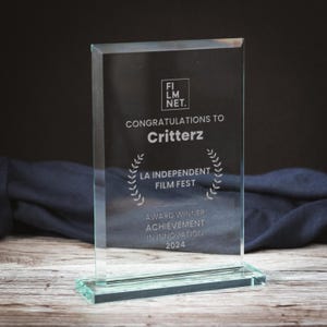Premio in vetro inciso personalizzato: trofeo rettangolare personalizzato