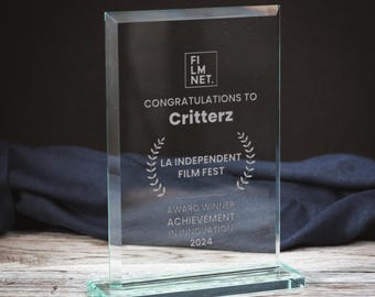 Personalized Engraved Glass Award: Custom Rectangle Trophy