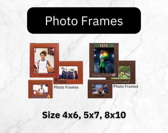 Football Photo Frame, Custom Photo Frame, Leather Picture Frame, Engraved Frame for Football Lovers, Football Fan Gift