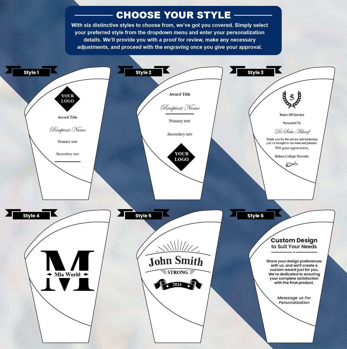 Custom Engraved Wave Designer Glass Award – Elegant Recognition Piece