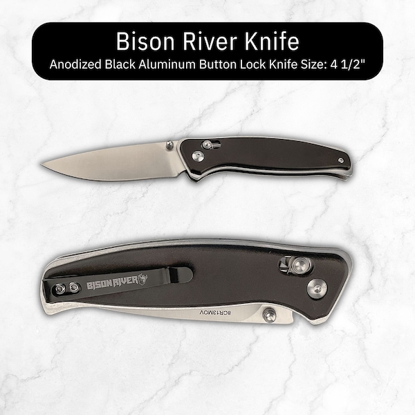 Anodized Aluminum Black Knife, Button Lock Knife, Handmade Folding Knife, Pocket Knife, Beautiful Knife Groomsmen Gift