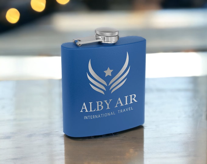 6 oz. Powder Coated Laserable Stainless Steel Flask