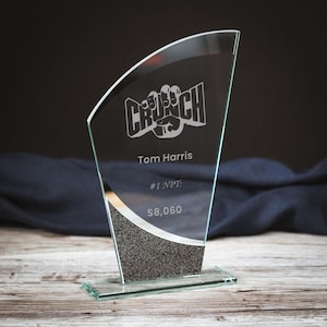 Custom Engraved Wave Designer Glass Award – Elegant Recognition Piece