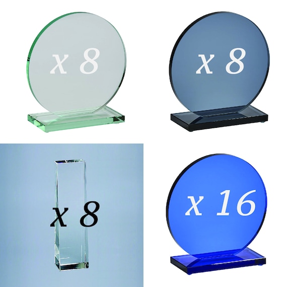Corporate Gifts Custom Trophy Custom Awards Staff Award Award SETS Engraved Crystal SET OF 4 Personalized Engraved Glass Award