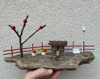 Driftwood House Driftwood Art  Wood Gift Handmade Home Decoration Wooden Houses Home Gift Birthday Gift Handmade gift