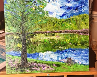 Walkers Pond 20x20 Oil Painting on Canvas Original 
