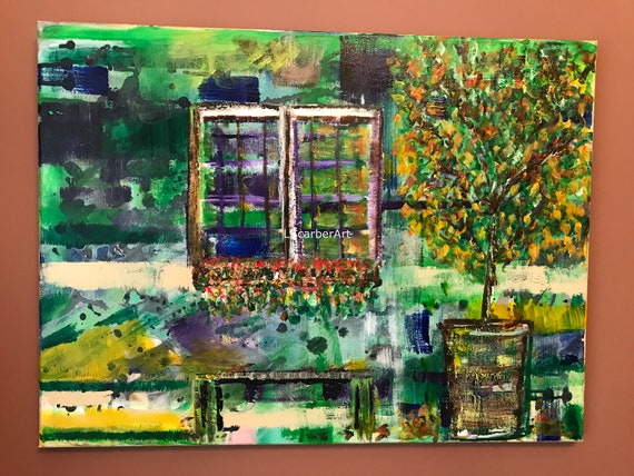 Scene From An Alley I Acrylic Abstract Painting 18x24 Etsy