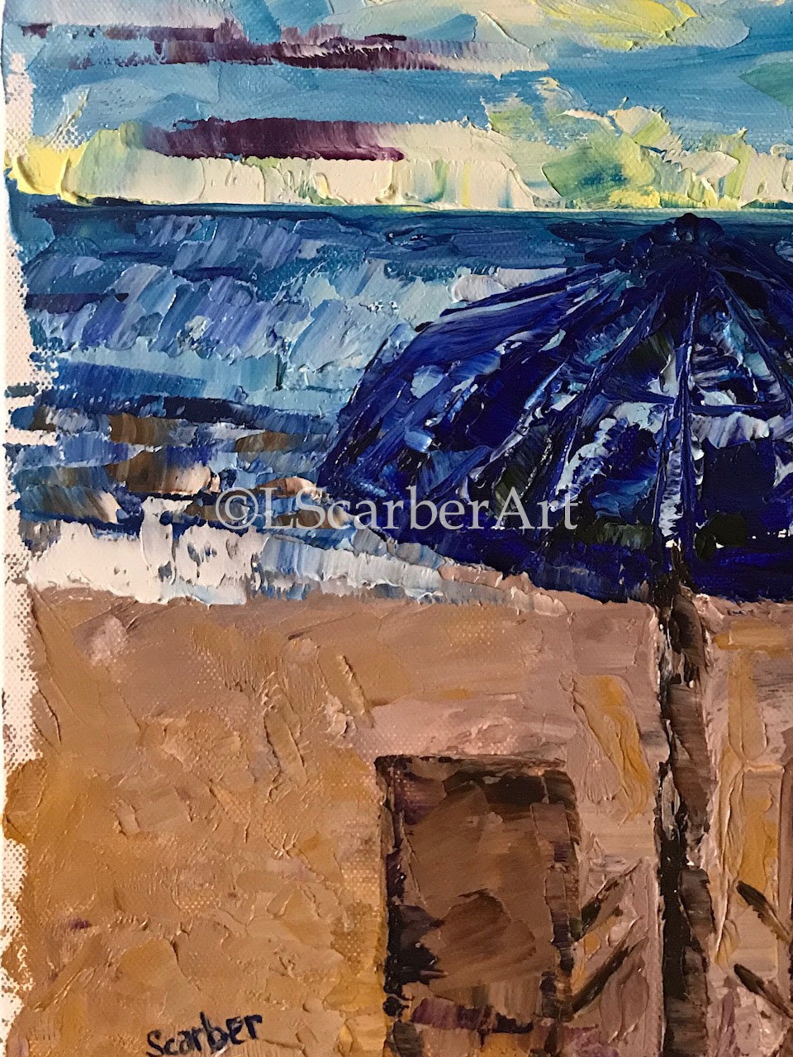 Relax, Abstract 12x16 Oil on Canvas, Beach, Ocean, Original Painting ...