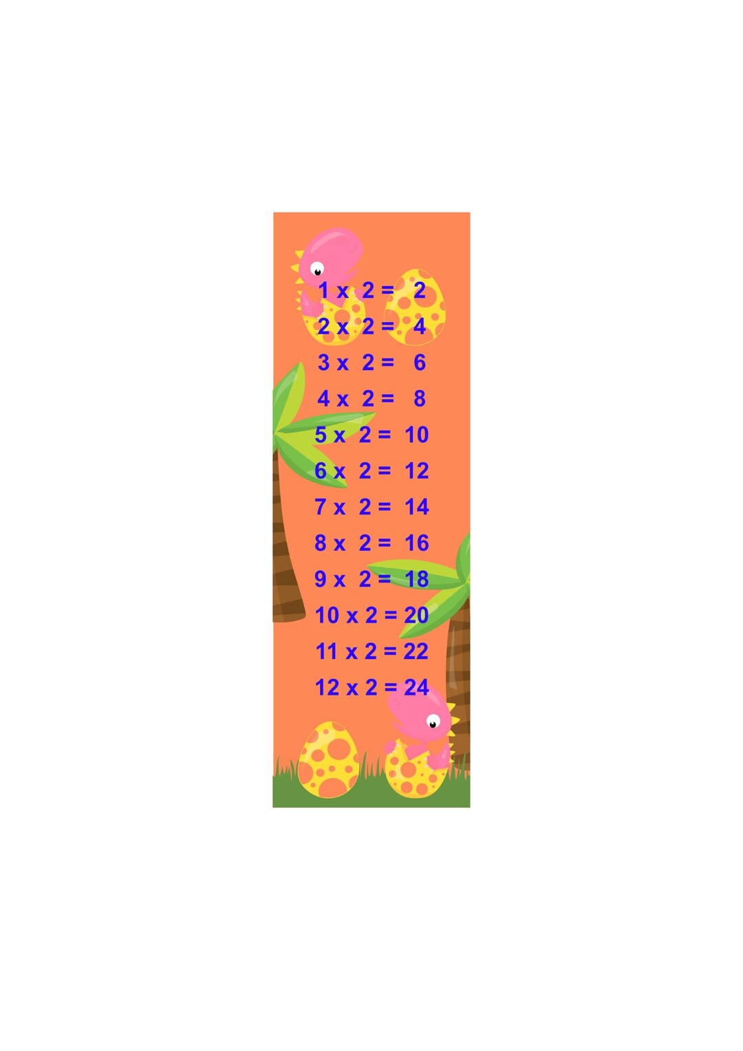 Letterboxing Math Two 2 Times Table Math Grid Learning Resource Bookmark for Kids ...