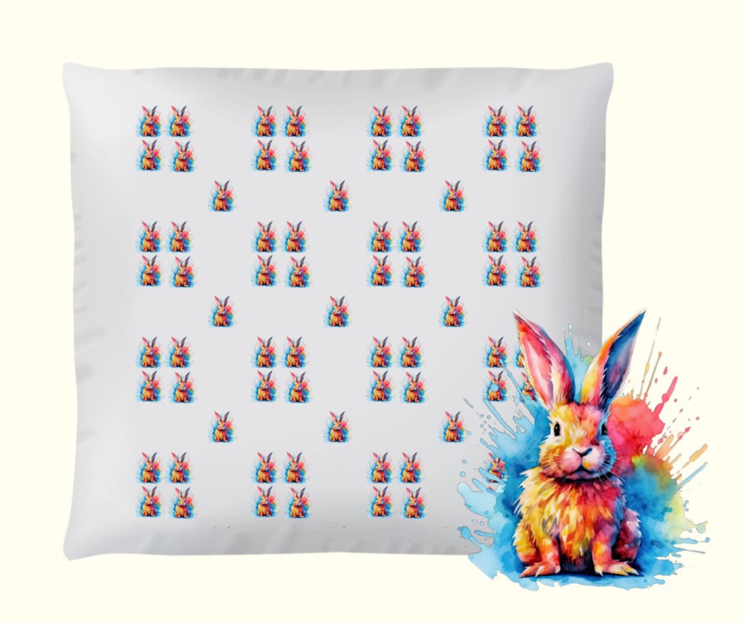 Repeating Rabbit Cushion Cover Gift for Child, Easter Bunny Plush