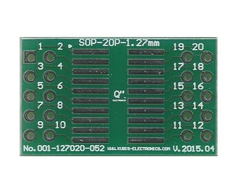 Adapterplatine für SO20,SOP20,SOIC20 mit 1.27mm Rastermaß auf 2 x IDC2x5. DE