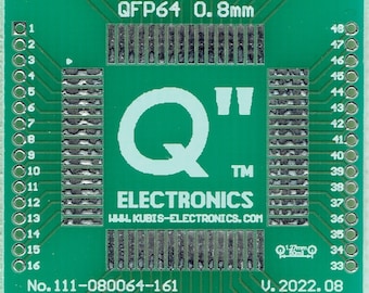 PCB printplaat QFP64,MQFP64,PQFP64,TQFP64 0.80mm op 4 x IDC1x16 (1.27mm pin.raster).