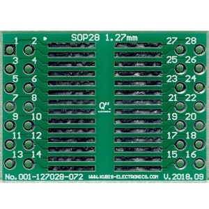 Adattatore PCB SO28,SOP28,SOIC28,SOJ28 1.27mm a 2 x IDC2x7.