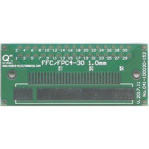 May include: A green circuit board with the text "FFC/FPC4-30 1.0mm" and the numbers 1 through 30 printed on it. The board has a black connector with 30 pins.