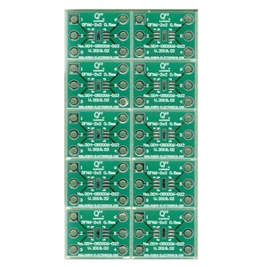 May include: A sheet of eight green circuit boards with the text "Q" and "DFN6-22 0.5mm" printed on each board. The boards are labeled with numbers 1, 2, 3, 4, 5, and 6. The text "No. 004-080006-032 U. 2018.02" is printed on each board.
