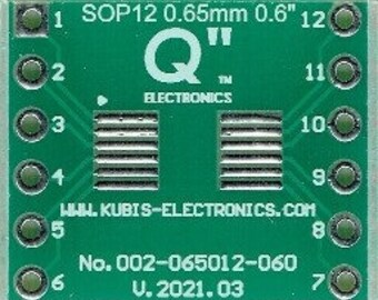 3 PCS. - MSOP12,TSSOP12 0.65mm(0.026") to DIP12 0.6" socket.