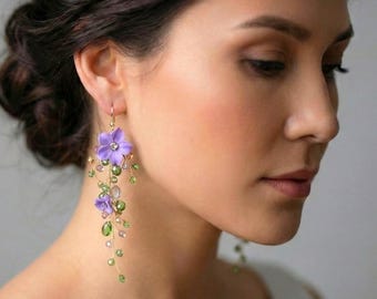 Wisteria flower earrings, Lilac flower earrings,  Light Purple Earrings for Wedding, Purple Flower Earrings, Summer Earrings, gift for her