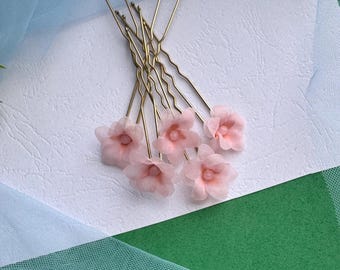 Set of 5 pink flower bridal hair pins. Pink floral Wedding Hair Pins. Fuchsia Hair Pins. Bridal Hairpins. Hair Pins for Wedding